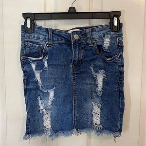 Forever 21 Ripped Jean Denim Skirt
